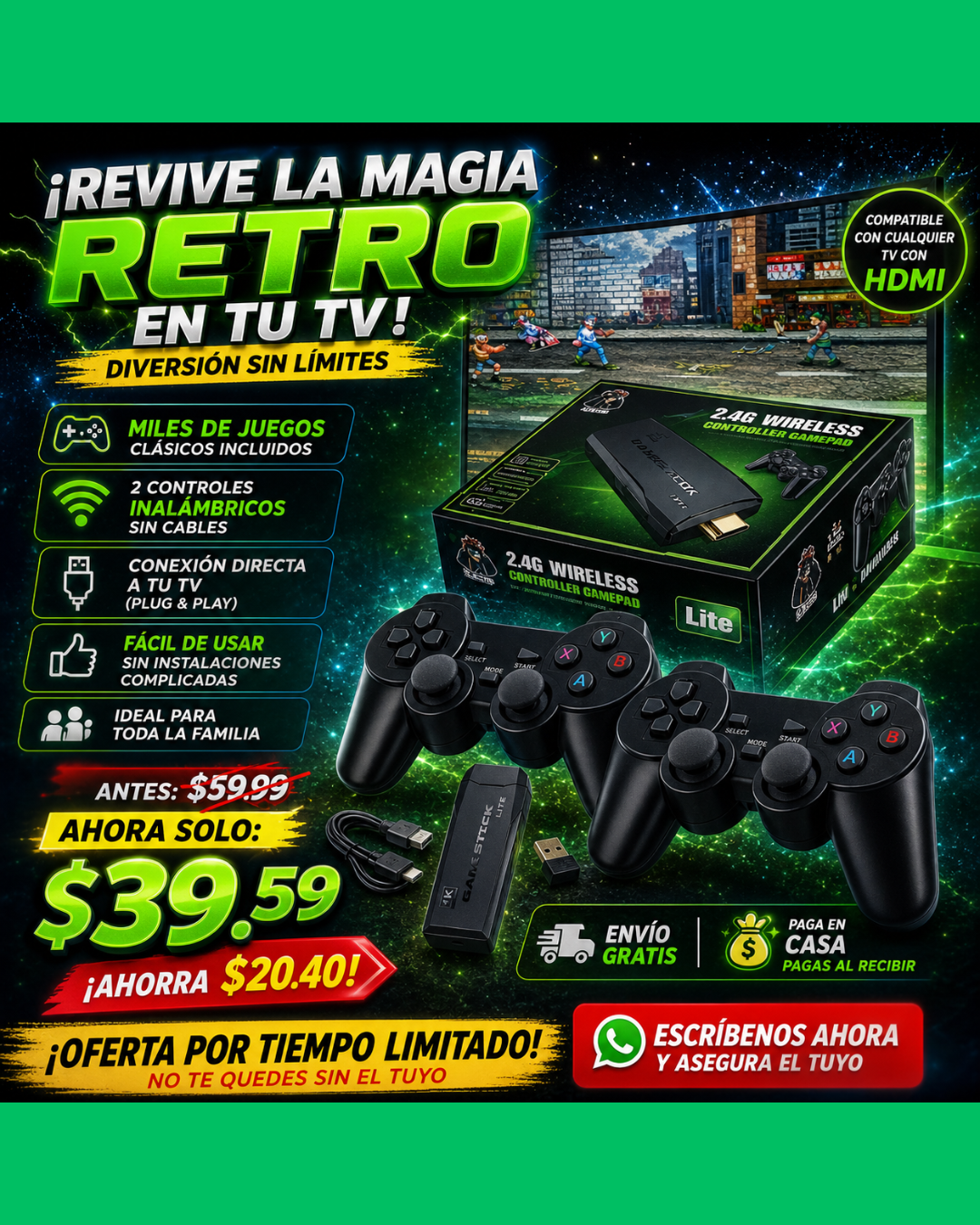 Consola Retro Game Stick HDMI 4K lite