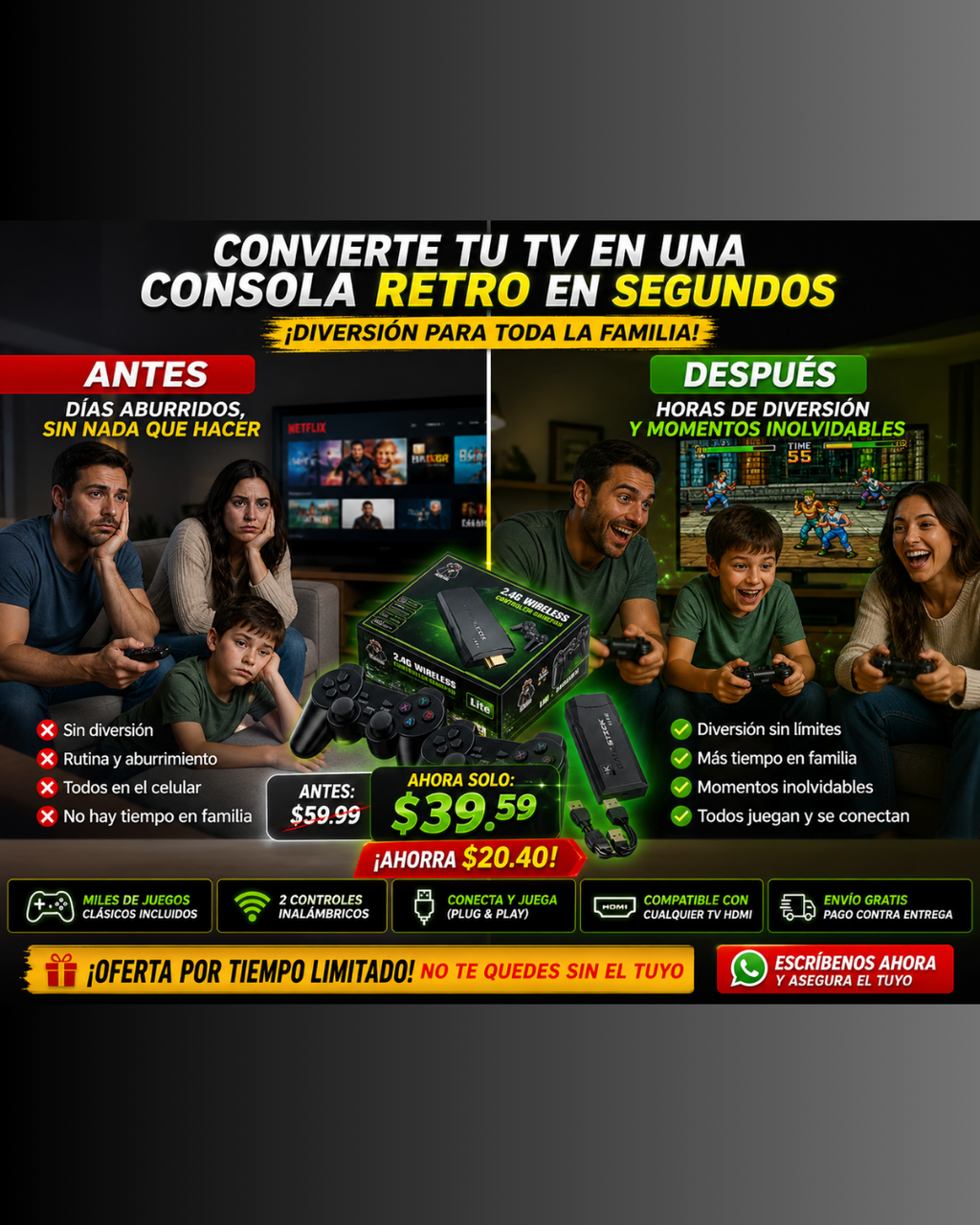 Consola Retro Game Stick HDMI 4K lite