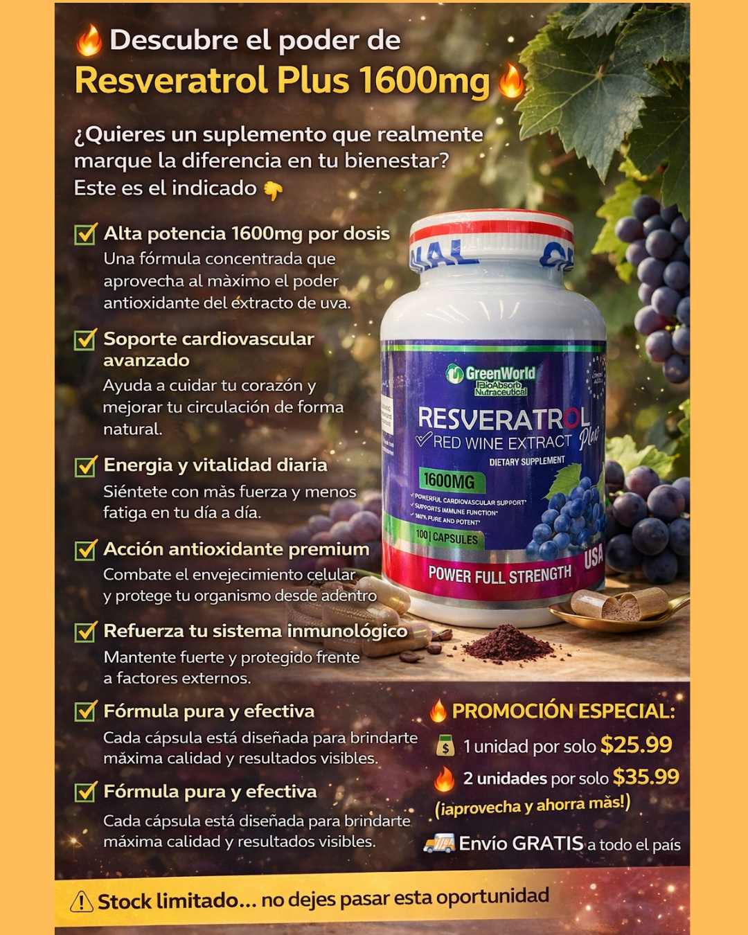 RESVERATROL BLANCO 100CAP.